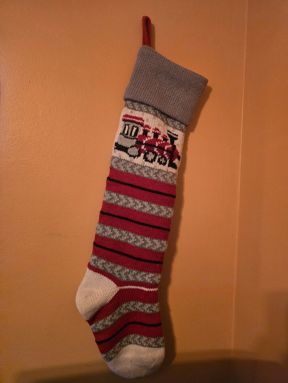 NEW XL Handmade Fair Isle Knit Christmas Long Stocking